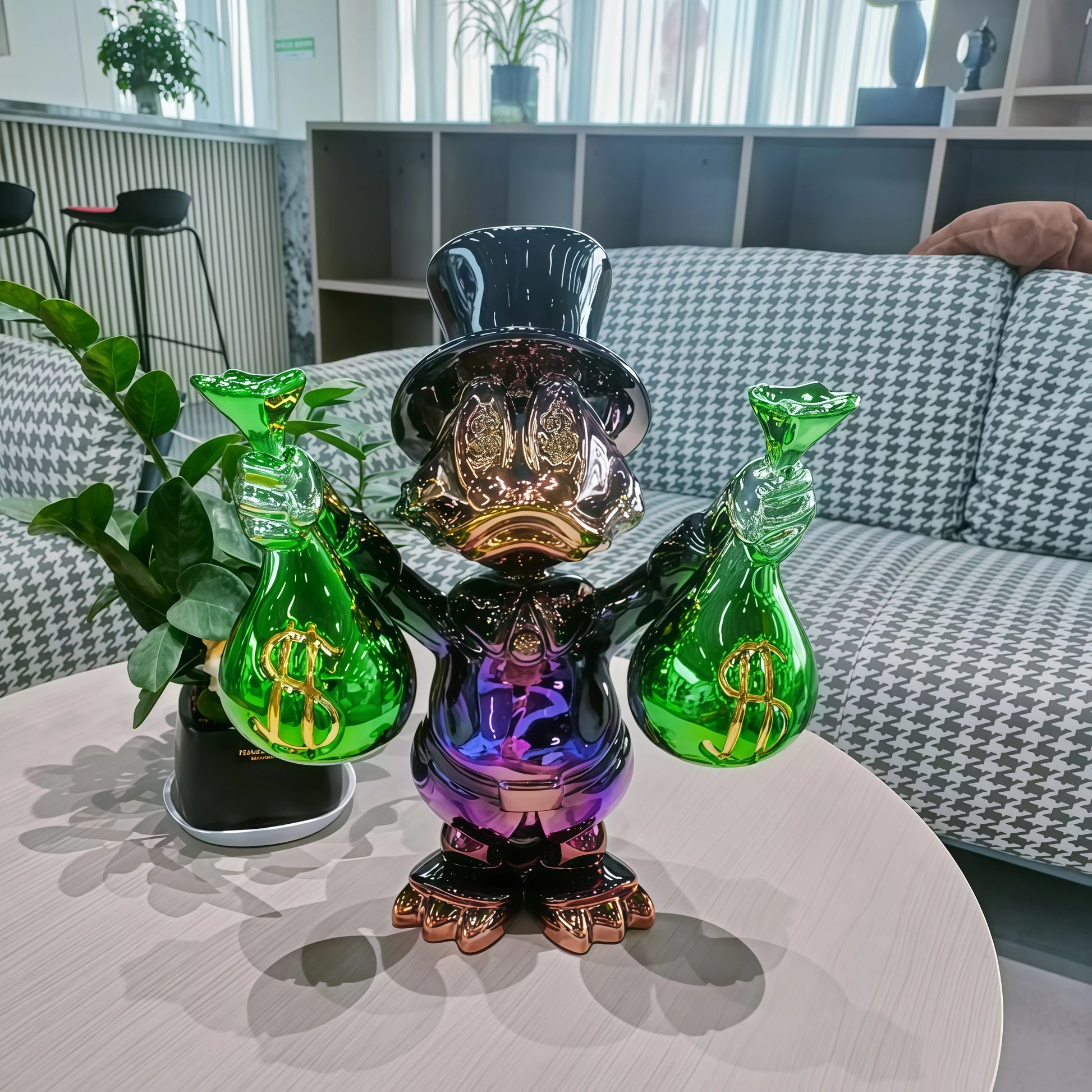 40cm Disney Money Bag Donald Duck Statue Cute Cartoon Resin Model Sculpture Living Room Ornament Kawaii Room Decor Holiday Gifts