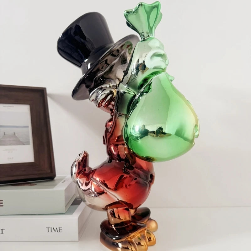 40cm Disney Money Bag Donald Duck Statue Cute Cartoon Resin Model Sculpture Living Room Ornament Kawaii Room Decor Holiday Gifts