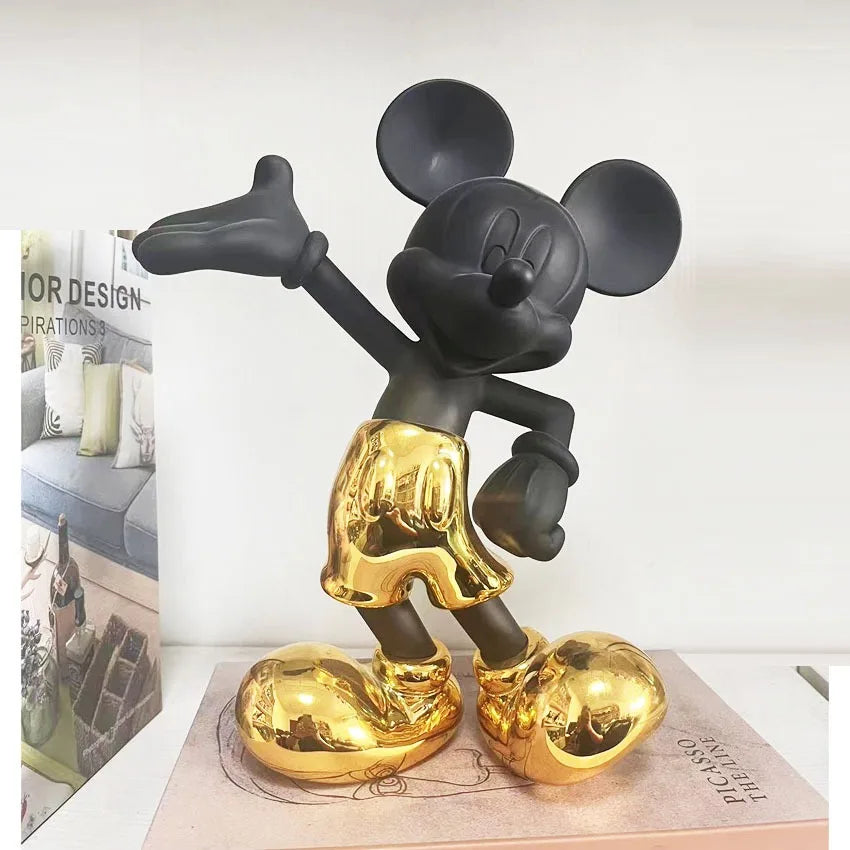 28cm Greeting Mickey Mouse Statue Cartoon Anime Greeter Mickey Sculpture Figurines Resin Desktop Ornaments Home Decor Gifts