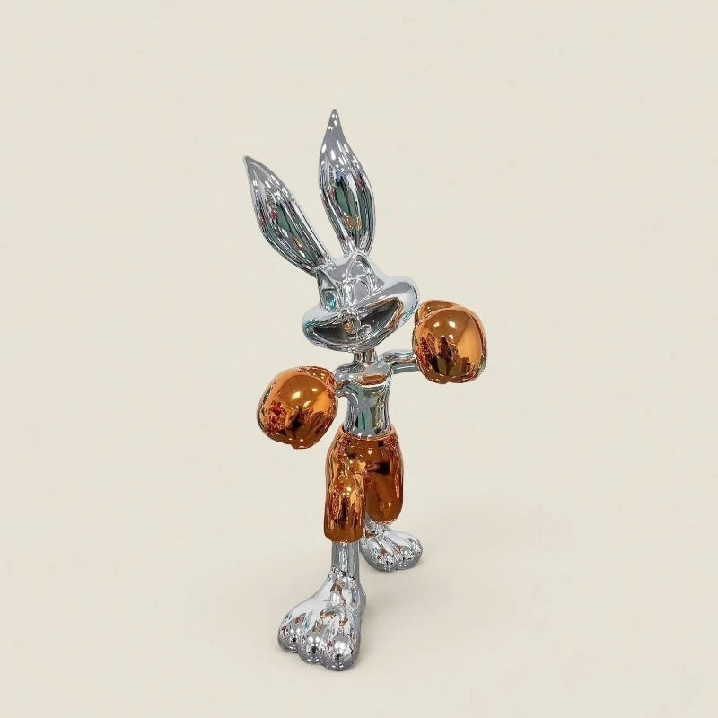32/53cm Creative Boxing Rabbit Sculpture Entrance Ornament High-end Light Luxury Ornament Sense Tabletop Home Decoration Crafts